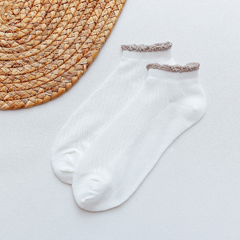 Thin Section Socks Female Japanese Summer Solid Color Miss Jin Si Cotton Mesh Lace Socks Casual Socks